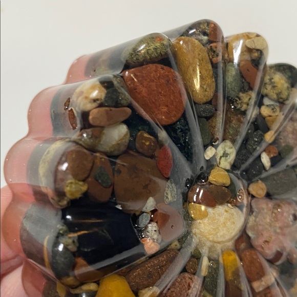 Floral Resin Natural Rock Resin Art Handmade Flower Decor NWOT - Picture 4 of 11